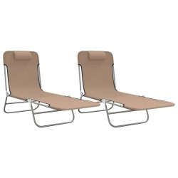 vidaXL Sonnenliegen Klappbar 2 Stk. Taupe Textilene und Stahl