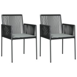 vidaXL Gartenstühle mit Kissen 2 Stk. Schwarz 54x60,5x83,5 cm