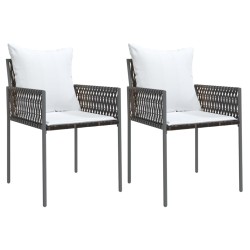 vidaXL Gartenstühle mit Kissen 2 Stk. Braun 54x61x83 cm Poly Rattan