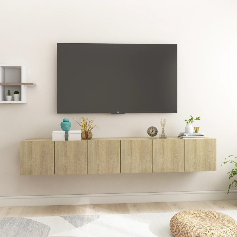 vidaXL TV-Hängeschränke 3 Stk. Sonoma-Eiche 60x30x30 cm vidaXL TV-Hängeschränke 3 Stk. Sonoma-Eiche 60x30x30 cm