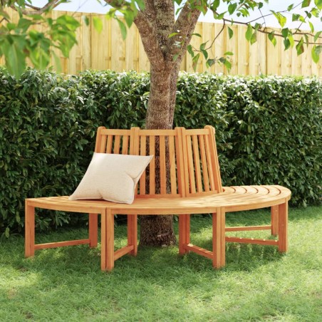vidaXL Baumbank Halbrund Ø201 cm Massivholz Teak