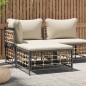 vidaXL Gartenhocker mit Beige Kissen Poly Rattan vidaXL Gartenhocker mit Beige Kissen Poly Rattan