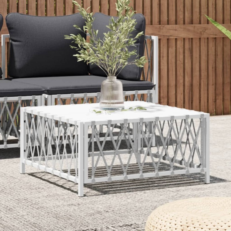 vidaXL Gartentisch Weiß 70x70x34 cm Gewebe vidaXL Gartentisch Weiß 70x70x34 cm Gewebe