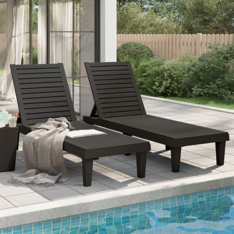 vidaXL Sonnenliegen 2 Stk. Schwarz 155x58x83 cm Polypropylen vidaXL Sonnenliegen 2 Stk. Schwarz 155x58x83 cm Polypropylen