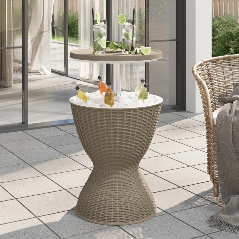 vidaXL 3-in-1 Tisch mit Eiskühler Hellbraun Polypropylen vidaXL 3-in-1 Tisch mit Eiskühler Hellbraun Polypropylen