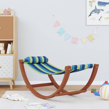 vidaXL Schaukelhängematte für Kinder Blau und Grün Stoff