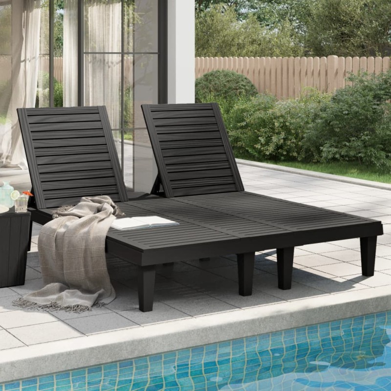 vidaXL Doppel-Sonnenliege Schwarz 155x138x83 cm Polypropylen vidaXL Doppel-Sonnenliege Schwarz 155x138x83 cm Polypropylen