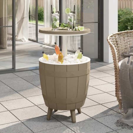 vidaXL 3-in-1 Tisch mit Eiskühler Hellbraun Polypropylen