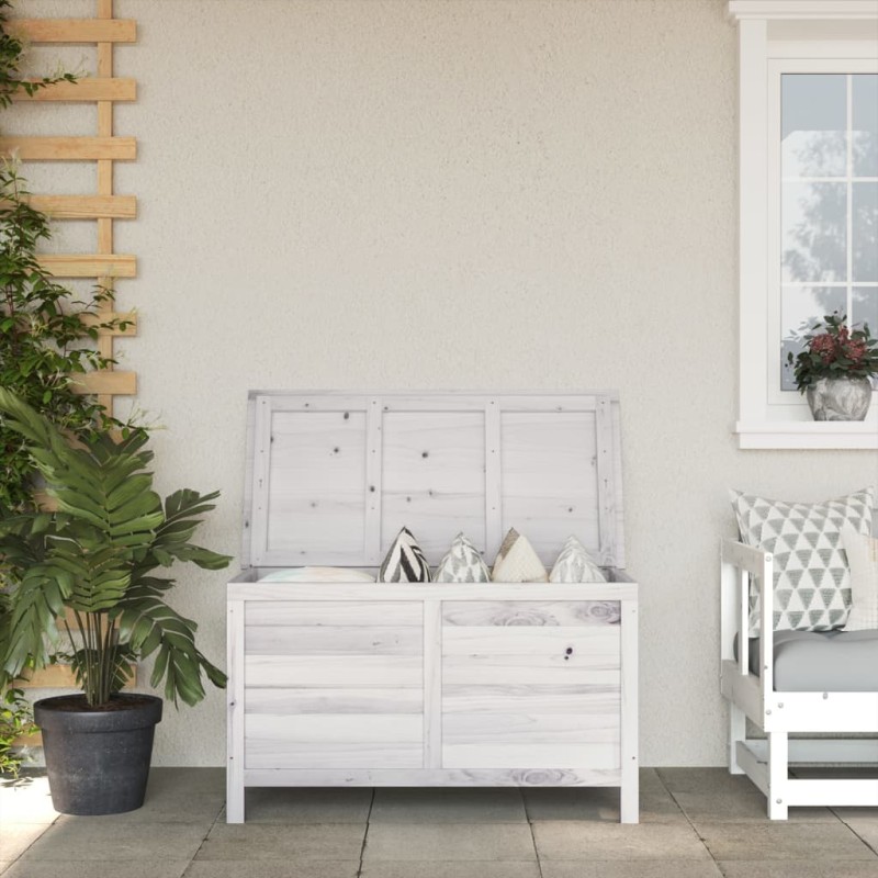 vidaXL Gartentruhe Weiß 99x49,5x58,5 cm Massivholz Tanne vidaXL Gartentruhe Weiß 99x49,5x58,5 cm Massivholz Tanne