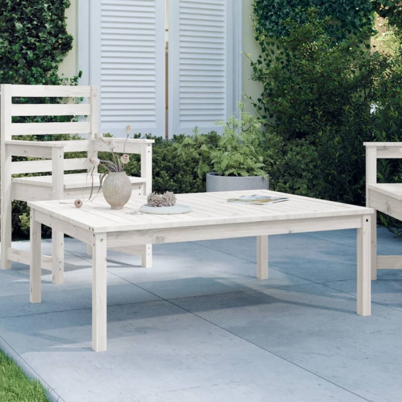 vidaXL Gartentisch Weiß 121x82,5x45 cm Massivholz Kiefer vidaXL Gartentisch Weiß 121x82,5x45 cm Massivholz Kiefer