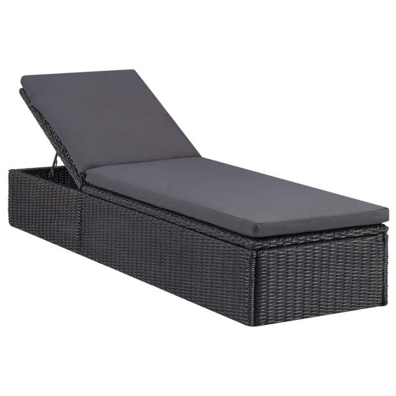 vidaXL Sonnenliege Poly Rattan Schwarz und Dunkelgrau vidaXL Sonnenliege Poly Rattan Schwarz und Dunkelgrau