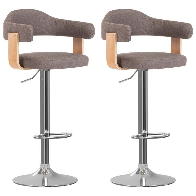 2 Stk. Barhocker Bugholz und Stoff Taupe 2 Stk. Barhocker Bugholz und Stoff Taupe