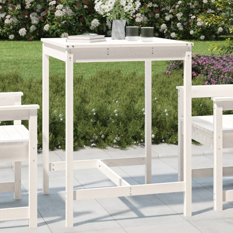 vidaXL Gartentisch Weiß 82,5x82,5x110 cm Massivholz Kiefer vidaXL Gartentisch Weiß 82,5x82,5x110 cm Massivholz Kiefer