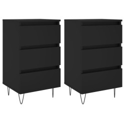 vidaXL Nachttische 2 Stk. Schwarz 40x35x69 cm Holzwerkstoff
