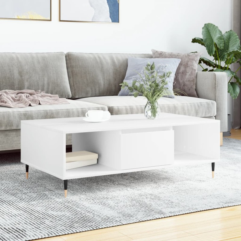 vidaXL Couchtisch Weiß 104x60x35 cm Holzwerkstoff vidaXL Couchtisch Weiß 104x60x35 cm Holzwerkstoff
