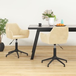 vidaXL Esszimmerstühle 2 Stk. Drehbar Creme Samt