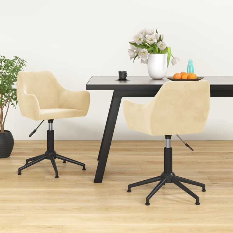 vidaXL Esszimmerstühle 2 Stk. Drehbar Creme Samt vidaXL Esszimmerstühle 2 Stk. Drehbar Creme Samt