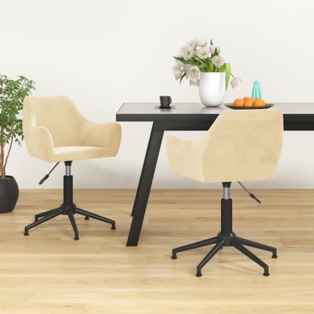 vidaXL Esszimmerstühle 2 Stk. Drehbar Creme Samt