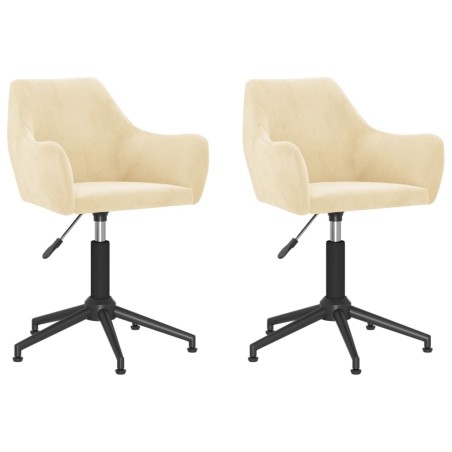 vidaXL Esszimmerstühle 2 Stk. Drehbar Creme Samt