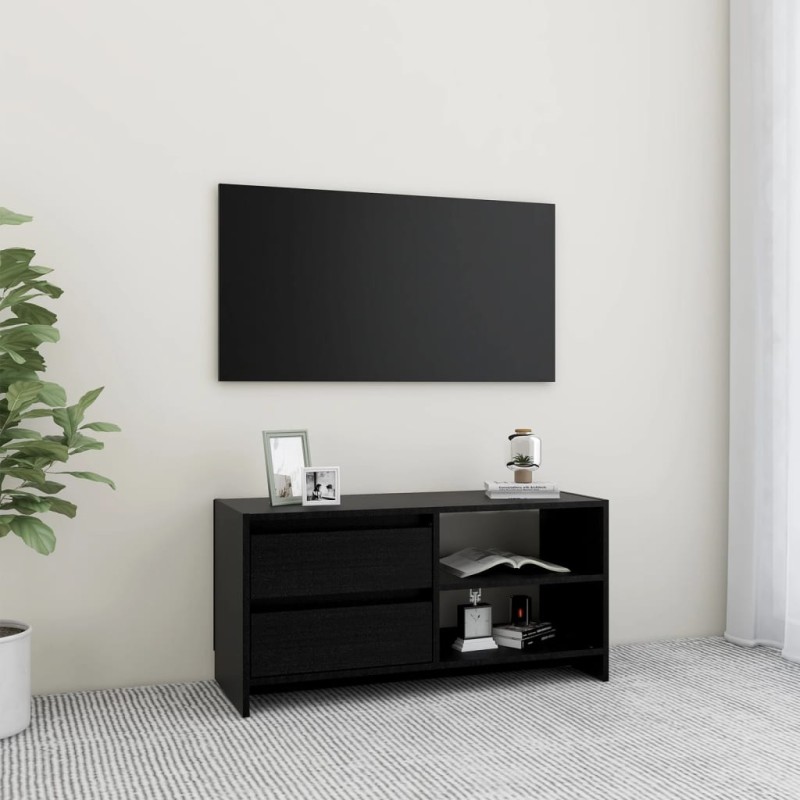 vidaXL TV-Schrank Schwarz 80x31x39 cm Massivholz Kiefer vidaXL TV-Schrank Schwarz 80x31x39 cm Massivholz Kiefer