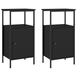 vidaXL Nachttische 2 Stk. Schwarz 41x31x80 cm Holzwerkstoff