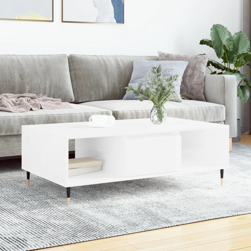vidaXL Couchtisch Hochglanz-Weiß 104x60x35 cm Holzwerkstoff vidaXL Couchtisch Hochglanz-Weiß 104x60x35 cm Holzwerkstoff