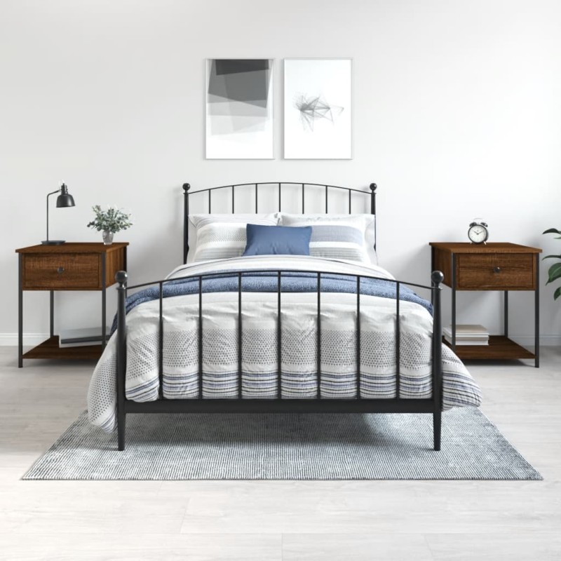 vidaXL Nachttische 2 Stk. Braun Eichen-Optik 44x45x58 cm Holzwerkstoff vidaXL Nachttische 2 Stk. Braun Eichen-Optik 44x45x58 cm Holzwerkstoff