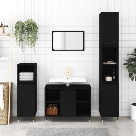 vidaXL Badschrank Schwarz 80x33x60 cm Holzwerkstoff