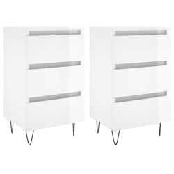 vidaXL Nachttische 2 Stk. Hochglanz-Weiß 40x35x69 cm Holzwerkstoff