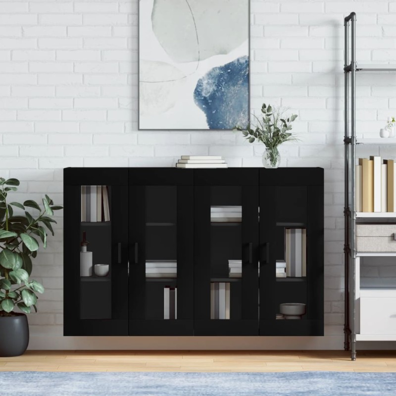 Wandschränke 2 Stk. Schwarz Holzwerkstoff Wandschränke 2 Stk. Schwarz Holzwerkstoff
