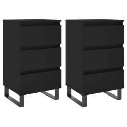 vidaXL Nachttische 2 Stk. Schwarz 40x35x69 cm Holzwerkstoff
