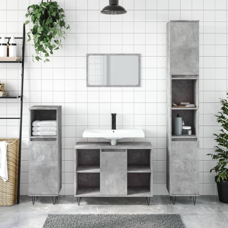 vidaXL Badschrank Betongrau 80x33x60 cm Holzwerkstoff vidaXL Badschrank Betongrau 80x33x60 cm Holzwerkstoff