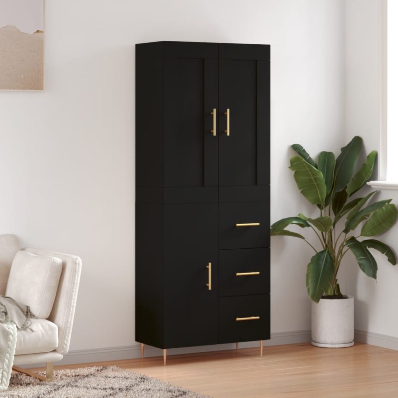 Highboard Schwarz 69,5x34x180 cm Holzwerkstoff Highboard Schwarz 69,5x34x180 cm Holzwerkstoff