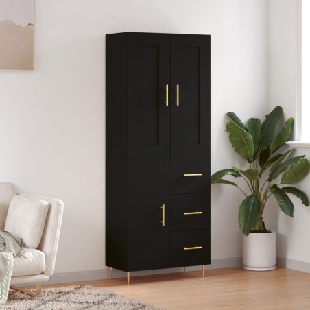 Highboard Schwarz 69,5x34x180 cm Holzwerkstoff