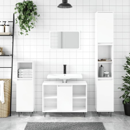 vidaXL Badschrank Hochglanz-Weiß 80x33x60 cm Holzwerkstoff