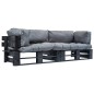 2-tlg. Outdoor-Sofa-Set Paletten mit Kissen in Grau Kiefernholz 2-tlg. Outdoor-Sofa-Set Paletten mit Kissen in Grau Kiefernholz