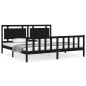 Bettgestell mit Kopfteil Schwarz 180x200 cm Massivholz Bettgestell mit Kopfteil Schwarz 180x200 cm Massivholz
