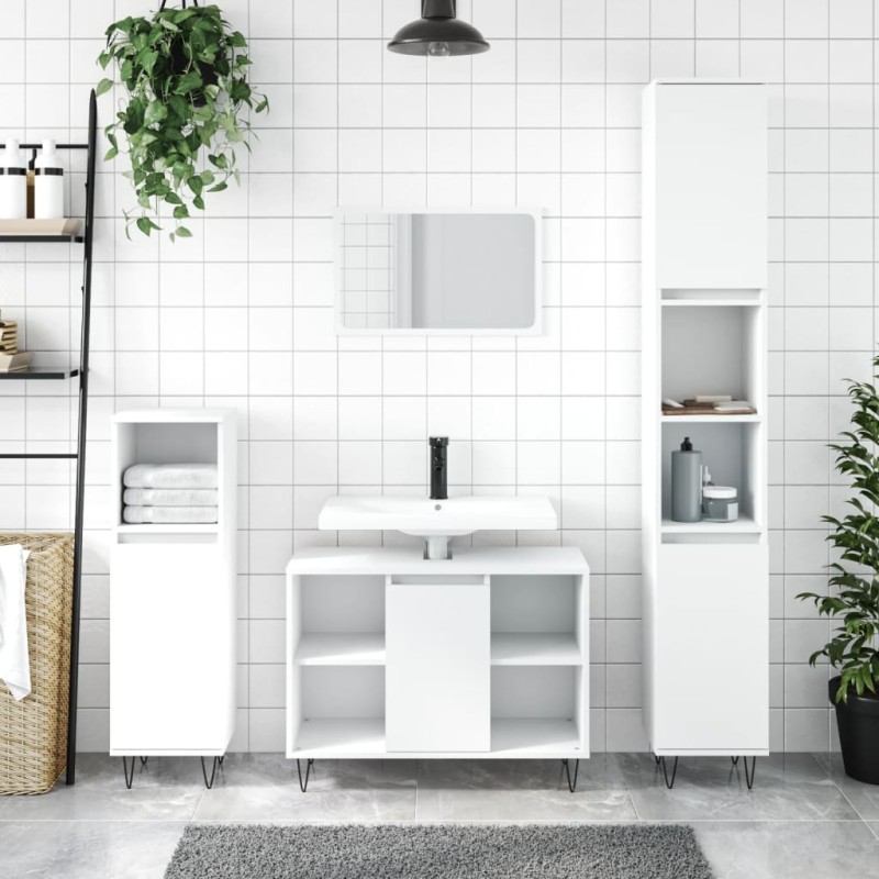 vidaXL Badschrank Weiß 80x33x60 cm Holzwerkstoff vidaXL Badschrank Weiß 80x33x60 cm Holzwerkstoff