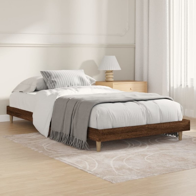 vidaXL Bettgestell ohne Matratze Braun Eiche 90x200 cm Holzwerkstoff vidaXL Bettgestell ohne Matratze Braun Eiche 90x200 cm Holzwerkstoff