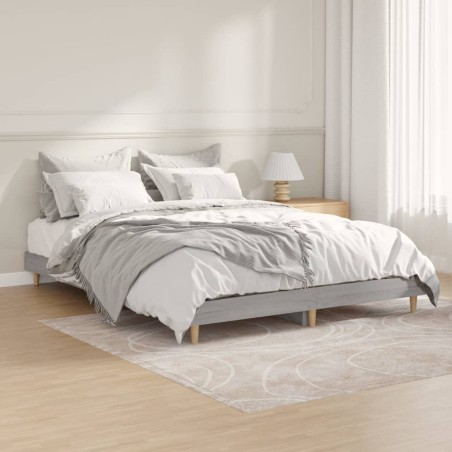 vidaXL Bettgestell Grau Sonoma 140x190 cm Holzwerkstoff