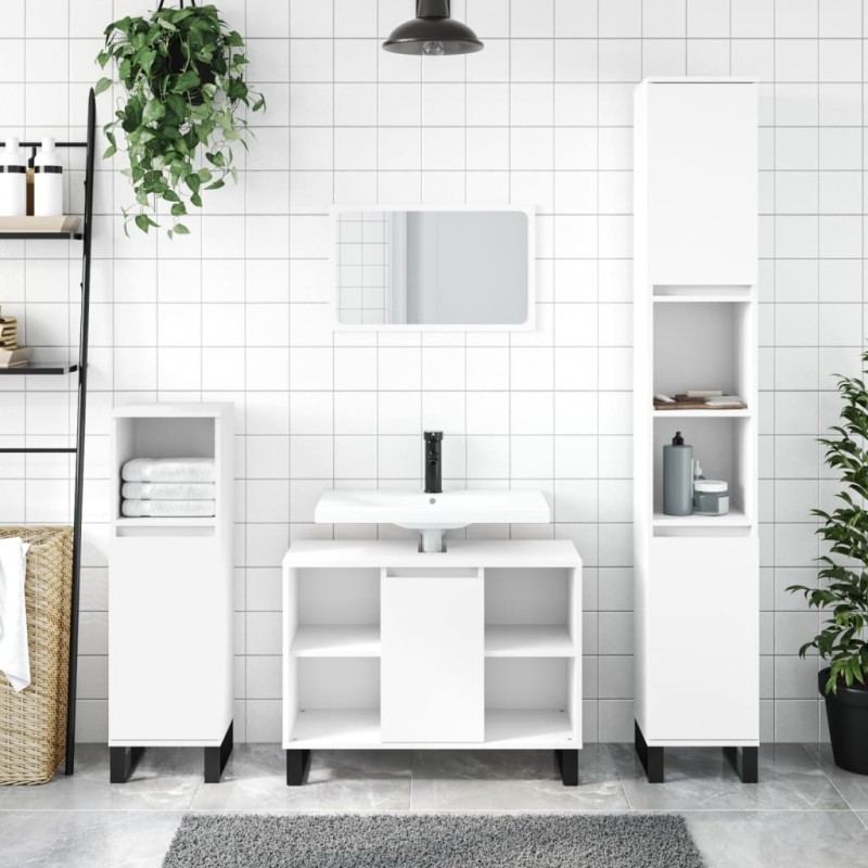 vidaXL Badschrank Weiß 80x33x60 cm Holzwerkstoff vidaXL Badschrank Weiß 80x33x60 cm Holzwerkstoff