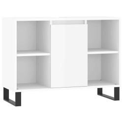 vidaXL Badschrank Hochglanz-Weiß 80x33x60 cm Holzwerkstoff