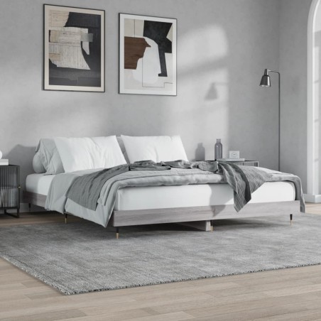 vidaXL Bettgestell Grau Sonoma 120x200 cm Holzwerkstoff