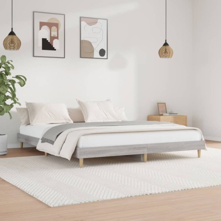 vidaXL Bettgestell Grau Sonoma 180x200 cm Holzwerkstoff