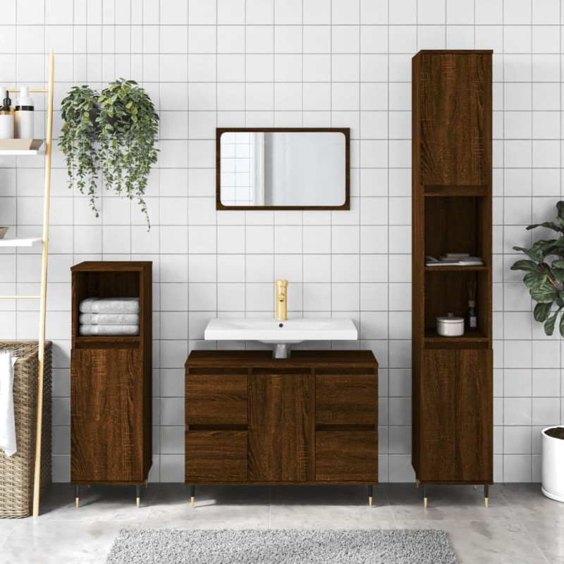 vidaXL Badschrank Braun Eichen-Optik 80x33x60 cm Holzwerkstoff vidaXL Badschrank Braun Eichen-Optik 80x33x60 cm Holzwerkstoff
