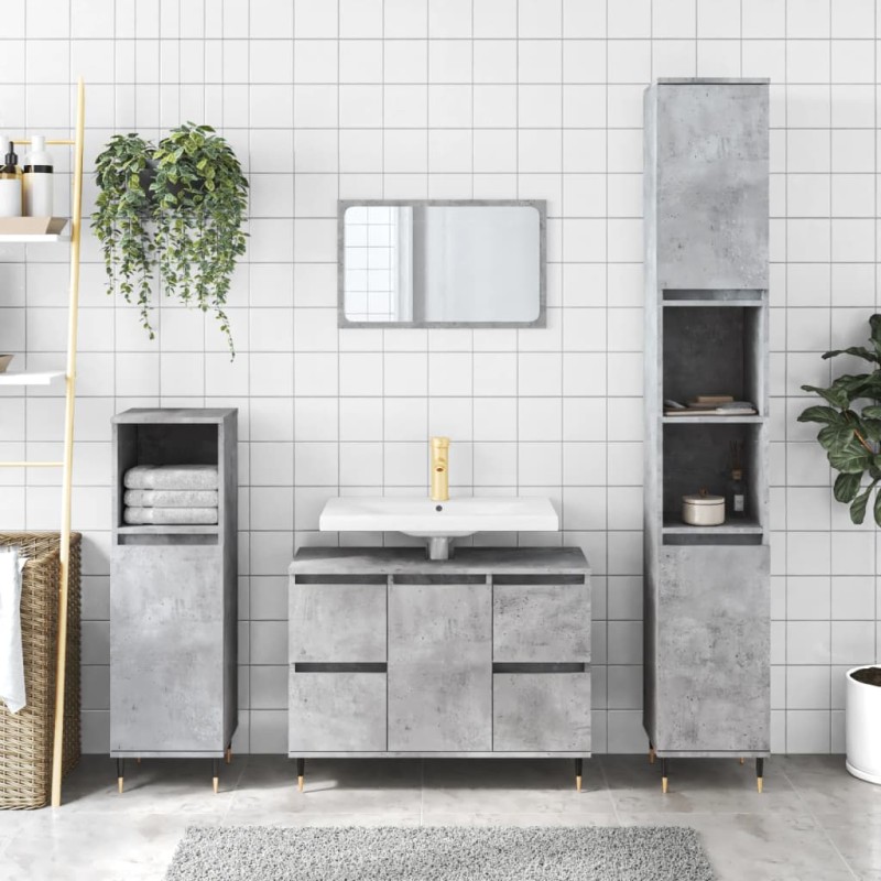 vidaXL Badschrank Betongrau 80x33x60 cm Holzwerkstoff vidaXL Badschrank Betongrau 80x33x60 cm Holzwerkstoff