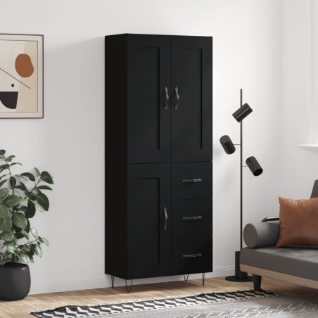 vidaXL Highboard Schwarz 69,5x34x180 cm Holzwerkstoff