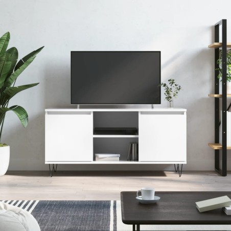 vidaXL TV-Schrank Hochglanz-Weiß 104x35x50 cm Holzwerkstoff