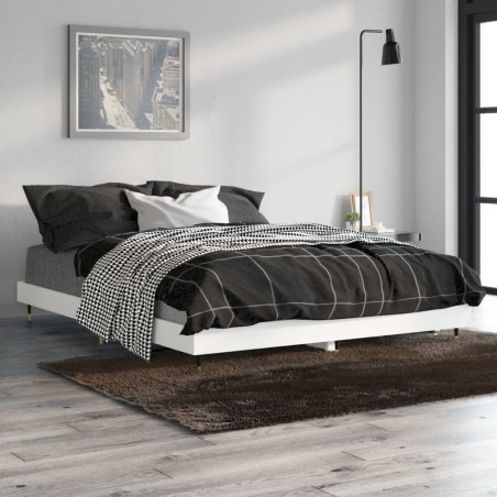 vidaXL Bettgestell Weiß 135x190 cm Holzwerkstoff