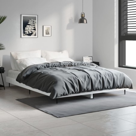 vidaXL Bettgestell Hochglanz-Weiß 140x190 cm Holzwerkstoff